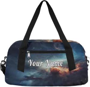 Personalized Kids Duffel Bag Outer Space Nebula,Custom Sport Gym Bag for Boys Girls,WWeekender Overnight Bags Travel Duffel Bag,Customized Kids Gift