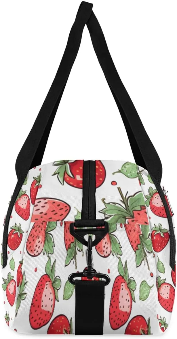 Personalized Kids Duffel Bag Pink Strawberry Pattern,Custom Sport Gym Bag for Boys Girls,WWeekender Overnight Bags Travel Duffel Bag,Customized Kids Gift
