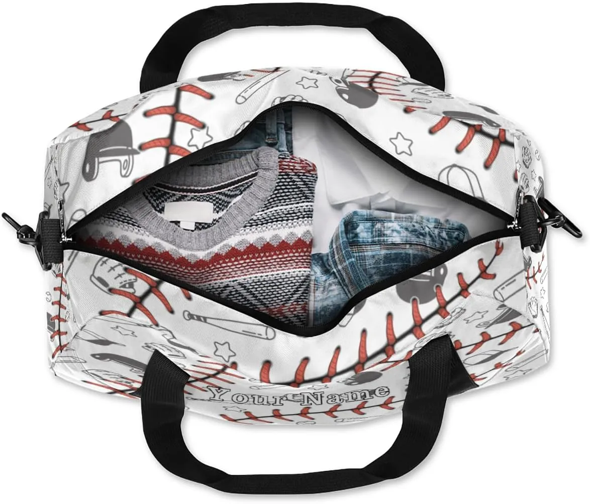 Personalized Kids Duffel Bag Sport Baseball Lace Glove,Custom Sport Gym Bag for Boys Girls,WWeekender Overnight Bags Travel Duffel Bag,Customized Kids Gift