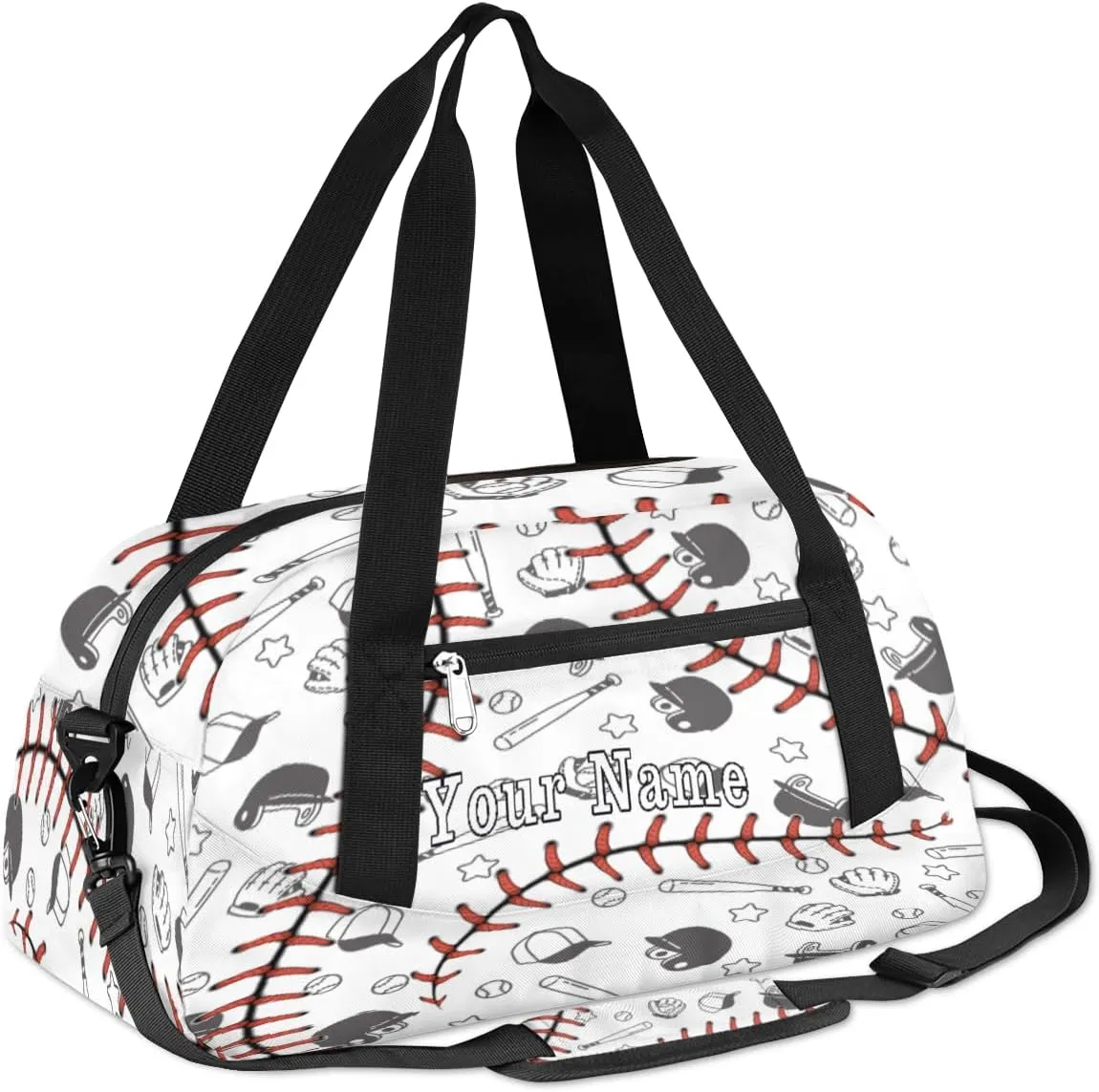 Personalized Kids Duffel Bag Sport Baseball Lace Glove,Custom Sport Gym Bag for Boys Girls,WWeekender Overnight Bags Travel Duffel Bag,Customized Kids Gift