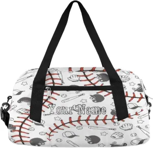 Personalized Kids Duffel Bag Sport Baseball Lace Glove,Custom Sport Gym Bag for Boys Girls,WWeekender Overnight Bags Travel Duffel Bag,Customized Kids Gift