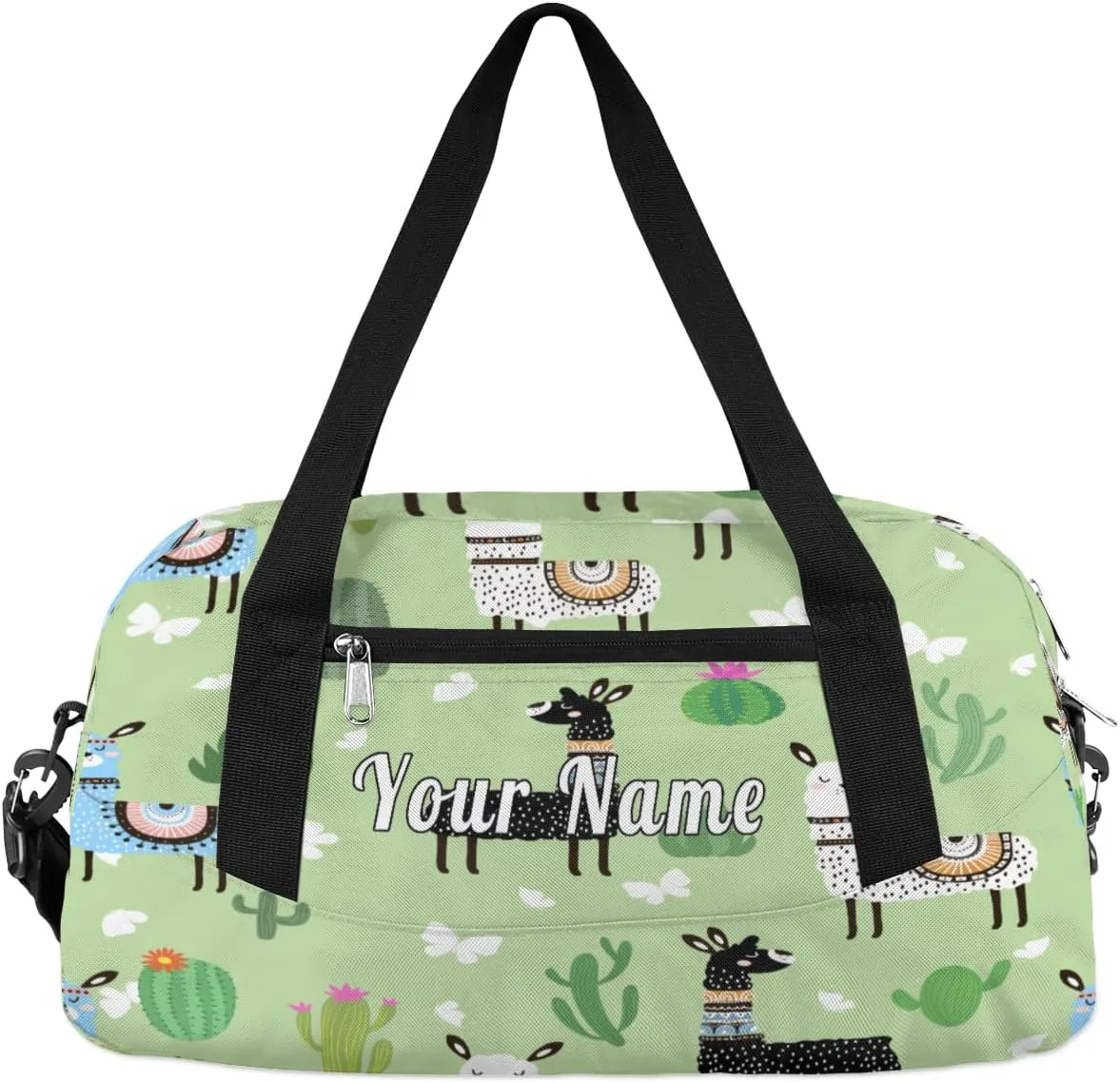 Personalized Kids Duffel Bag Tropical Llama Alpaca,Custom Sport Gym Bag for Boys Girls,WWeekender Overnight Bags Travel Duffel Bag,Customized Kids Gift