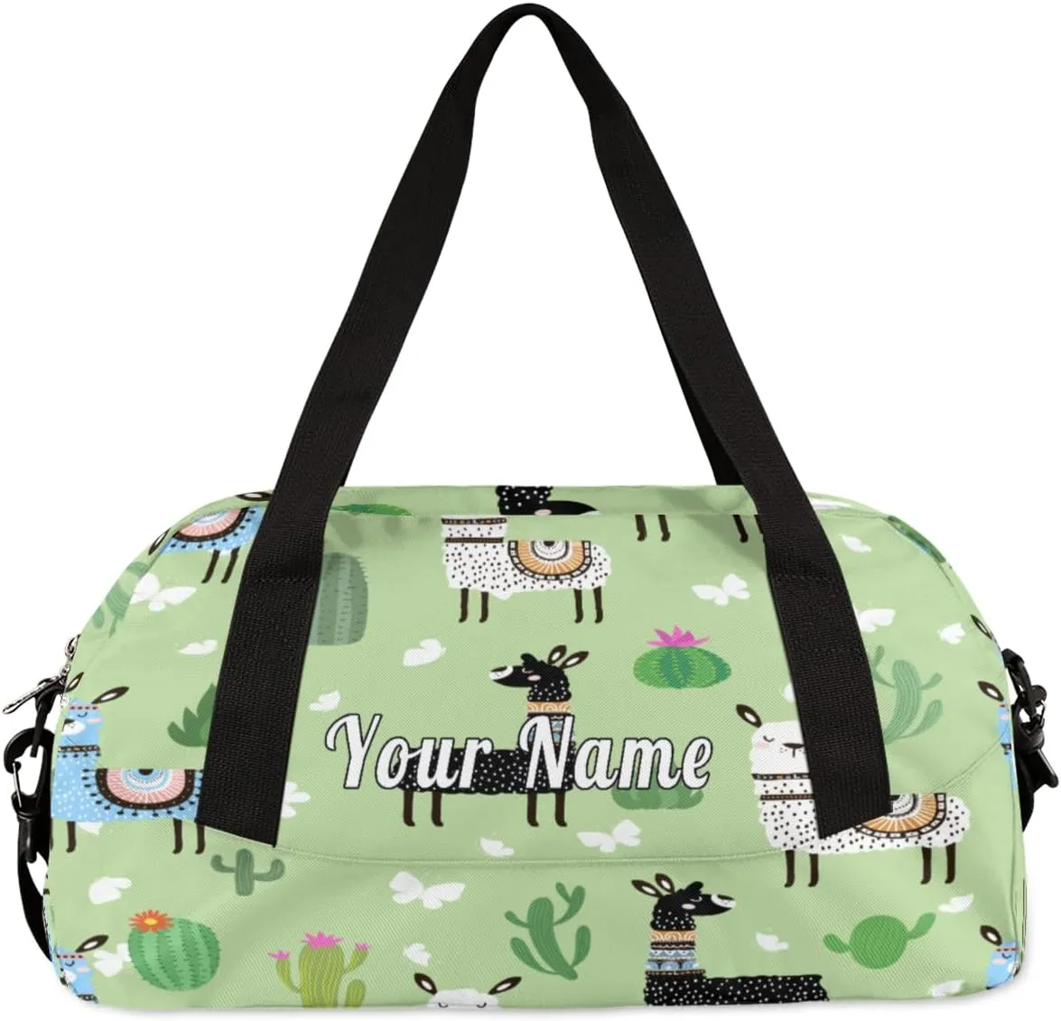 Personalized Kids Duffel Bag Tropical Llama Alpaca,Custom Sport Gym Bag for Boys Girls,WWeekender Overnight Bags Travel Duffel Bag,Customized Kids Gift