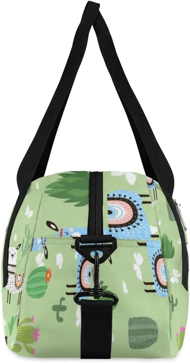 Personalized Kids Duffel Bag Tropical Llama Alpaca,Custom Sport Gym Bag for Boys Girls,WWeekender Overnight Bags Travel Duffel Bag,Customized Kids Gift