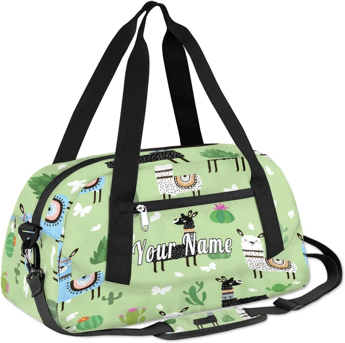 Personalized Kids Duffel Bag Tropical Llama Alpaca,Custom Sport Gym Bag for Boys Girls,WWeekender Overnight Bags Travel Duffel Bag,Customized Kids Gift