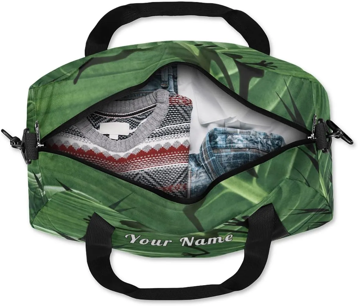 Personalized Kids Duffel Bag Tropical Rainforest Frog,Custom Sport Gym Bag for Boys Girls,WWeekender Overnight Bags Travel Duffel Bag,Customized Kids Gift
