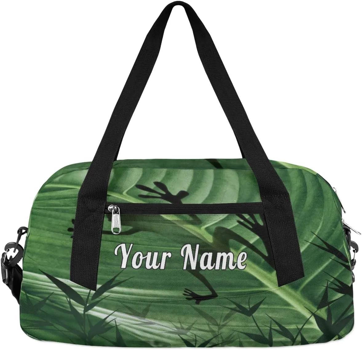 Personalized Kids Duffel Bag Tropical Rainforest Frog,Custom Sport Gym Bag for Boys Girls,WWeekender Overnight Bags Travel Duffel Bag,Customized Kids Gift