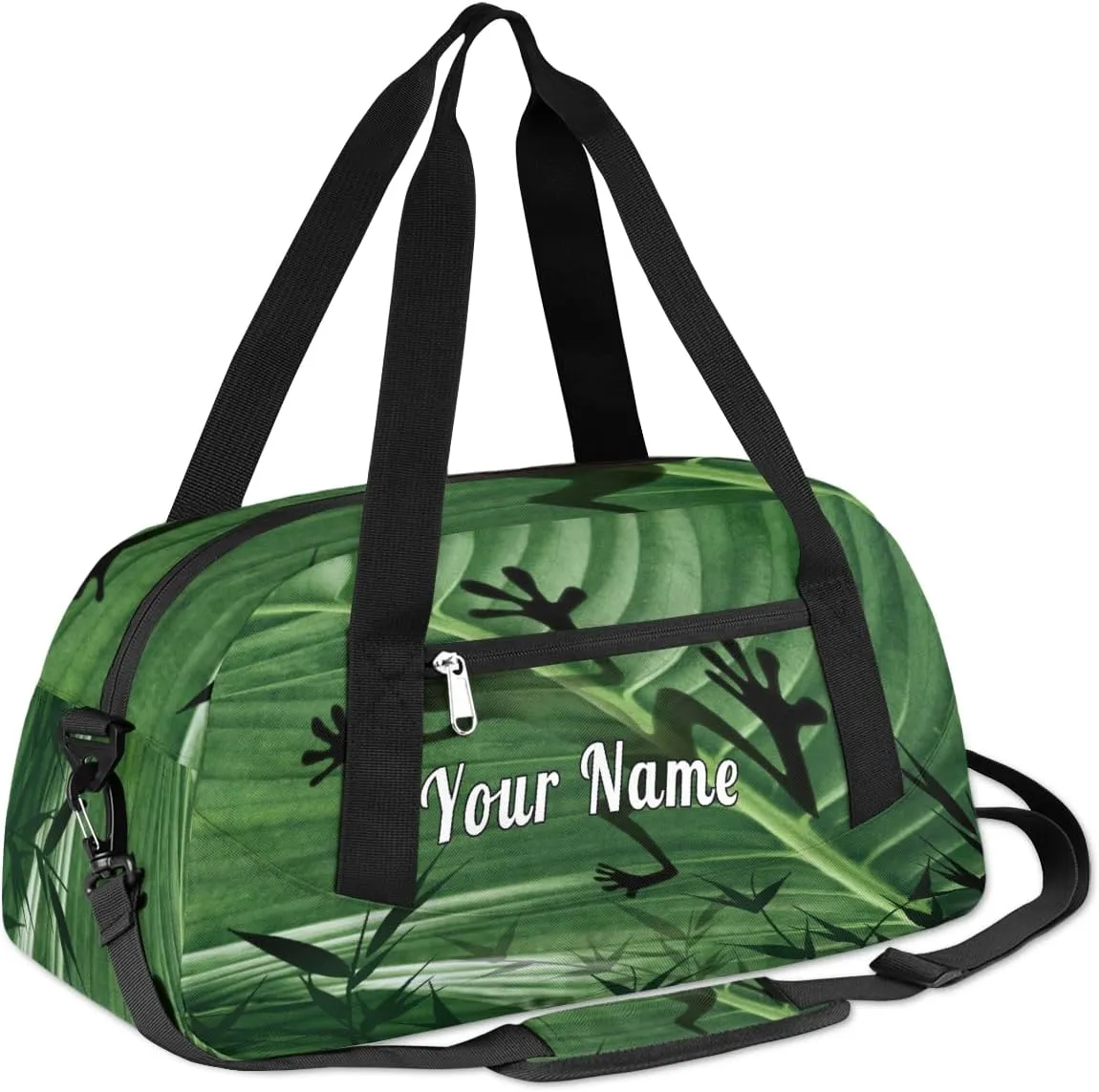 Personalized Kids Duffel Bag Tropical Rainforest Frog,Custom Sport Gym Bag for Boys Girls,WWeekender Overnight Bags Travel Duffel Bag,Customized Kids Gift