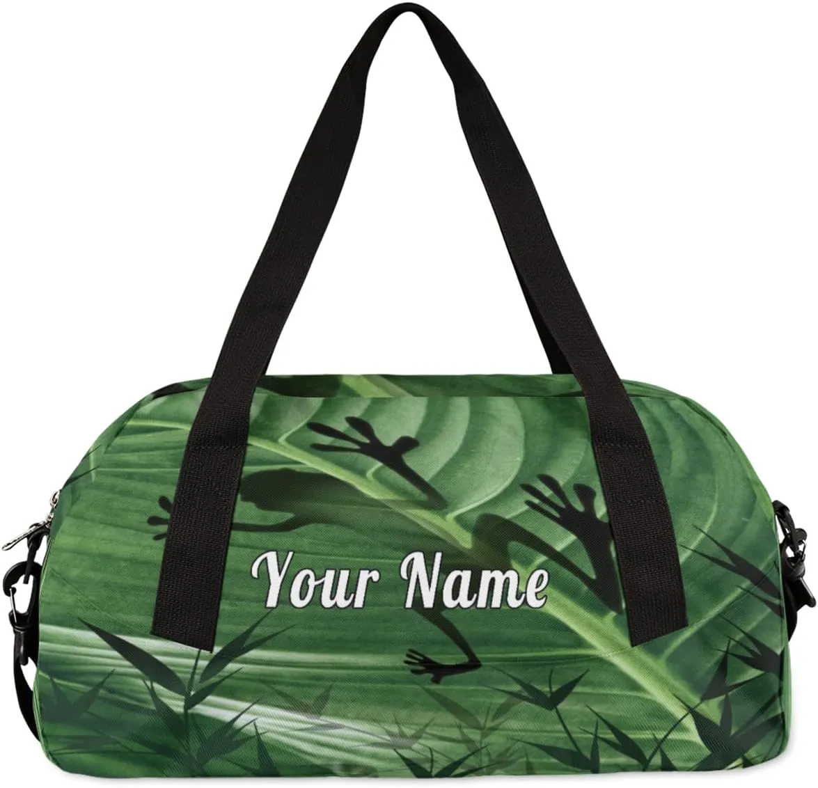 Personalized Kids Duffel Bag Tropical Rainforest Frog,Custom Sport Gym Bag for Boys Girls,WWeekender Overnight Bags Travel Duffel Bag,Customized Kids Gift