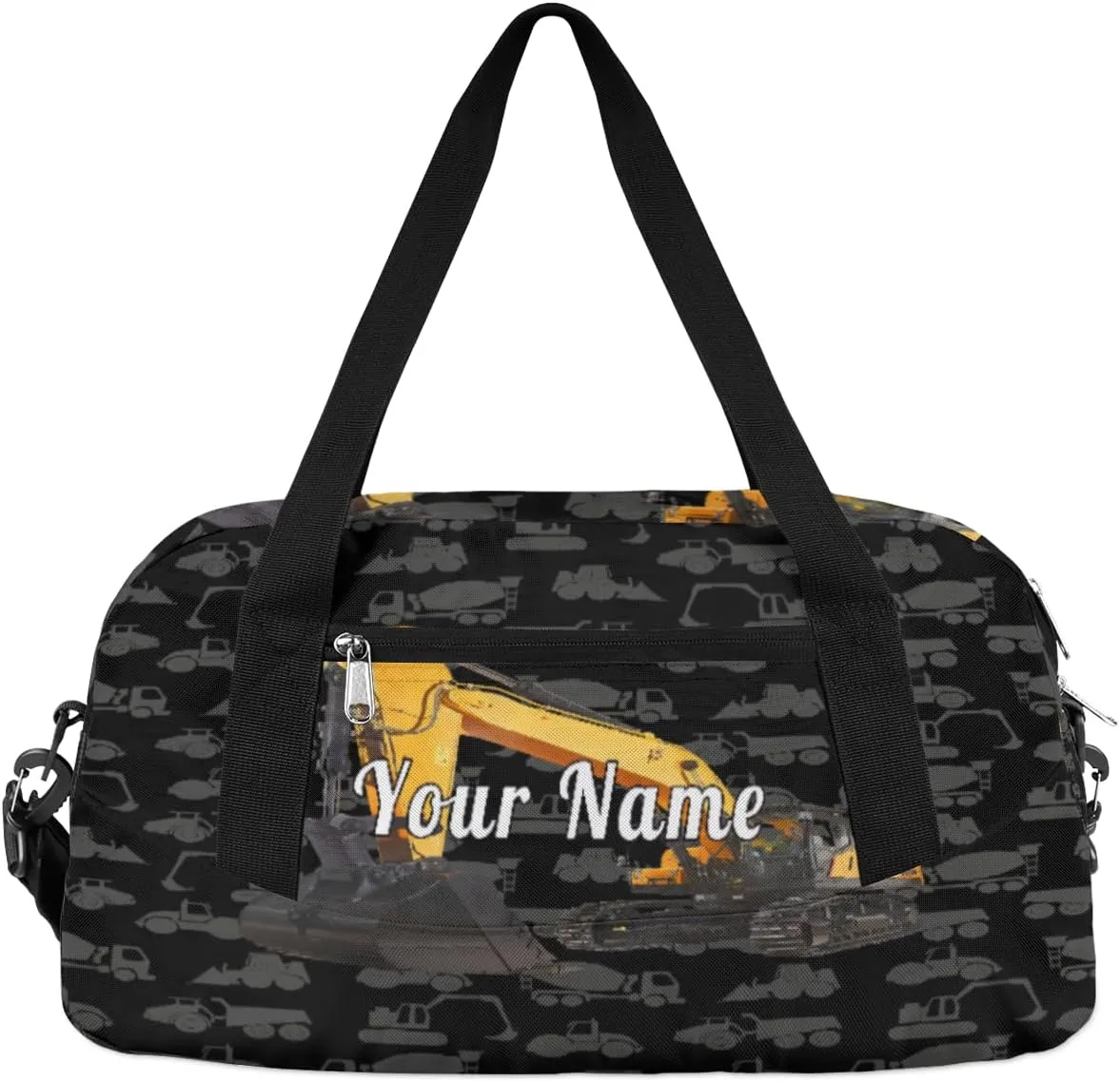 Personalized Kids Duffel Bag Truck Excavator,Custom Sport Gym Bag for Boys Girls,WWeekender Overnight Bags Travel Duffel Bag,Customized Kids Gift