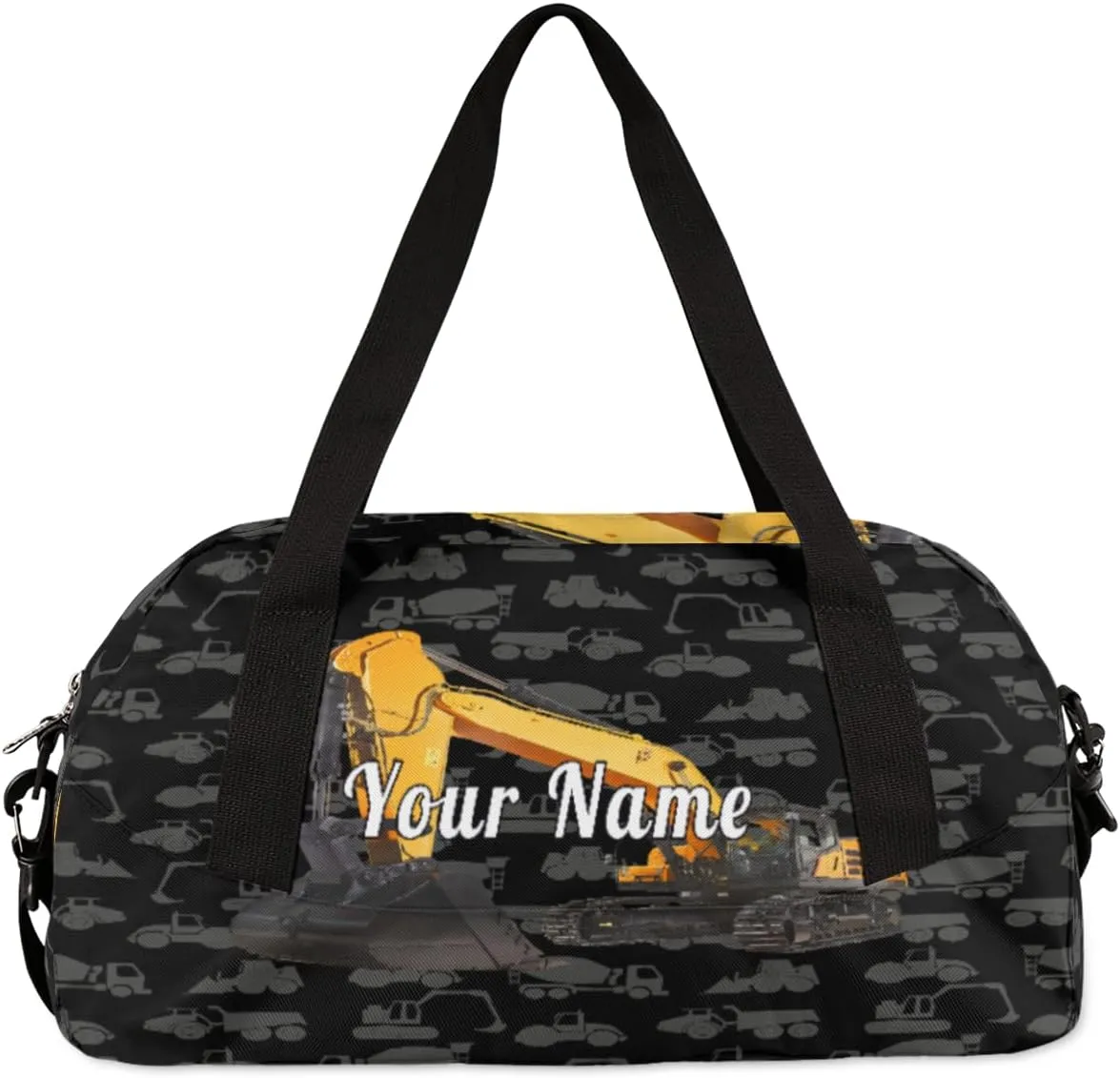 Personalized Kids Duffel Bag Truck Excavator,Custom Sport Gym Bag for Boys Girls,WWeekender Overnight Bags Travel Duffel Bag,Customized Kids Gift