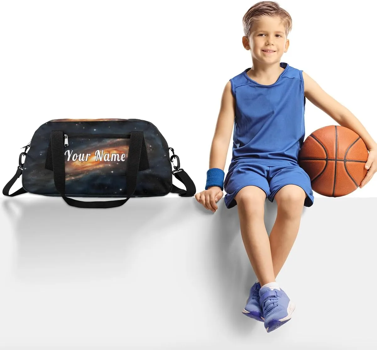 Personalized Kids Duffel Bag Universe Star Space,Custom Sport Gym Bag for Boys Girls,WWeekender Overnight Bags Travel Duffel Bag,Customized Kids Gift