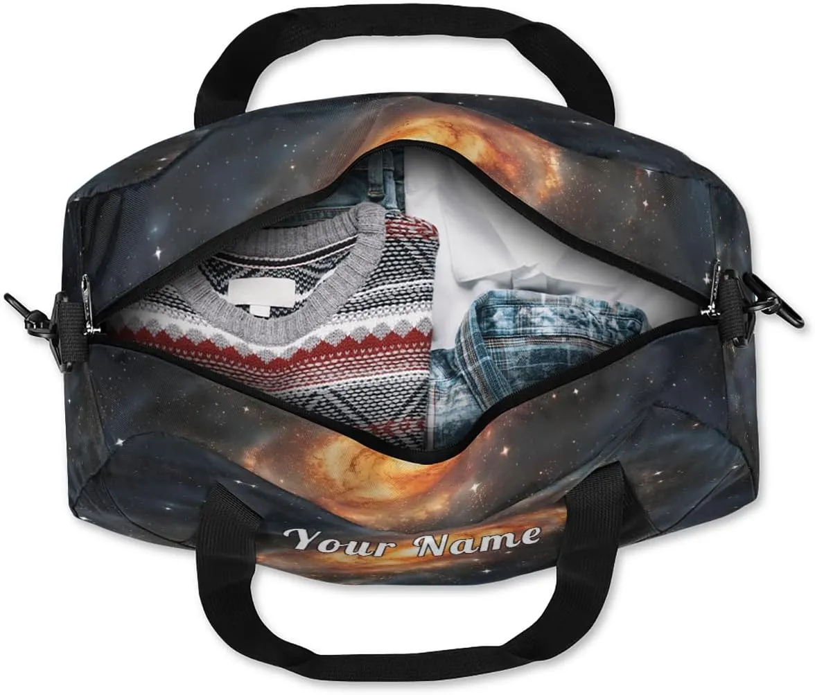 Personalized Kids Duffel Bag Universe Star Space,Custom Sport Gym Bag for Boys Girls,WWeekender Overnight Bags Travel Duffel Bag,Customized Kids Gift