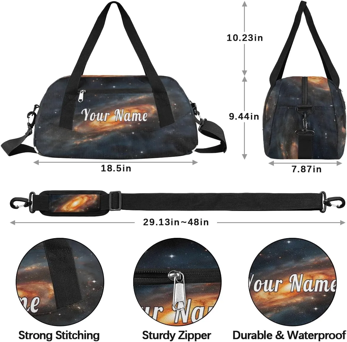 Personalized Kids Duffel Bag Universe Star Space,Custom Sport Gym Bag for Boys Girls,WWeekender Overnight Bags Travel Duffel Bag,Customized Kids Gift