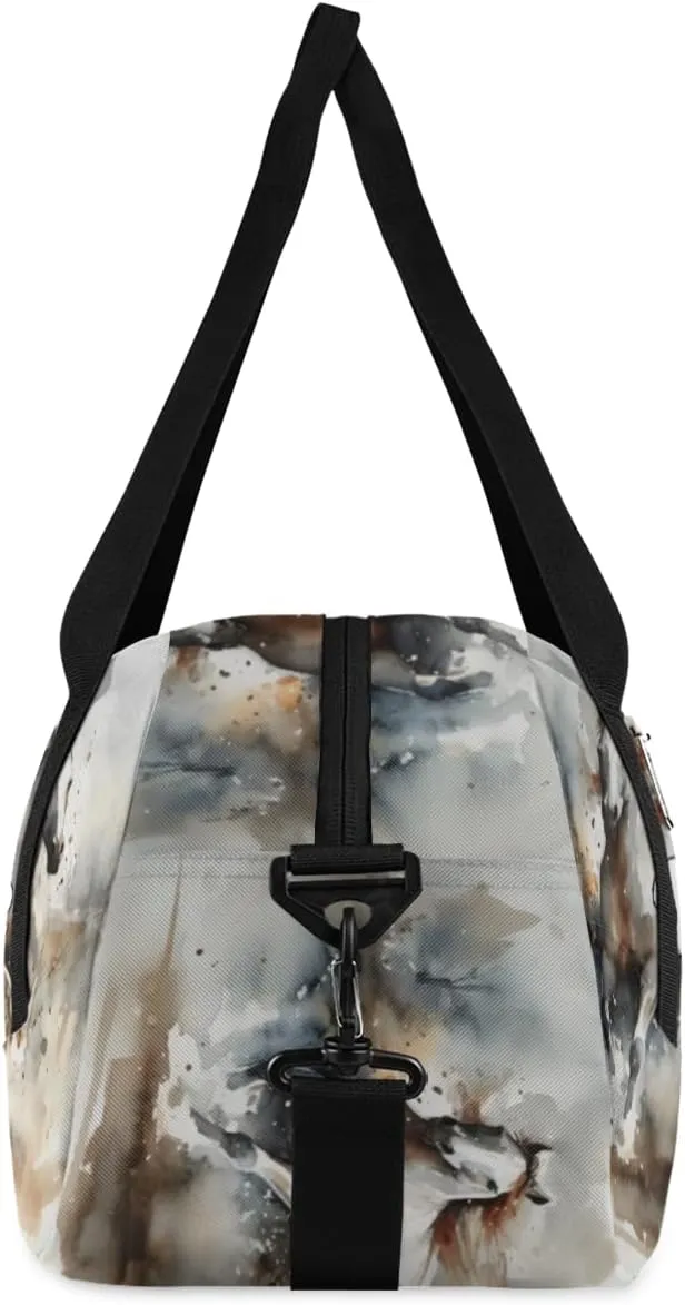 Personalized Kids Duffel Bag Watercolor horse,Custom Sport Gym Bag for Boys Girls,Weekender Overnight Bags Travel Duffel Bag,Customized Kids Gift