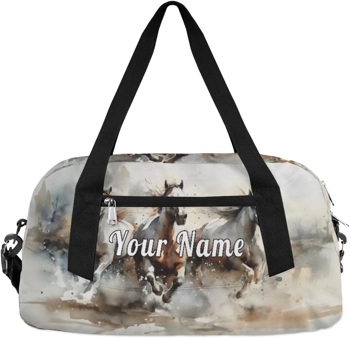 Personalized Kids Duffel Bag Watercolor horse,Custom Sport Gym Bag for Boys Girls,Weekender Overnight Bags Travel Duffel Bag,Customized Kids Gift