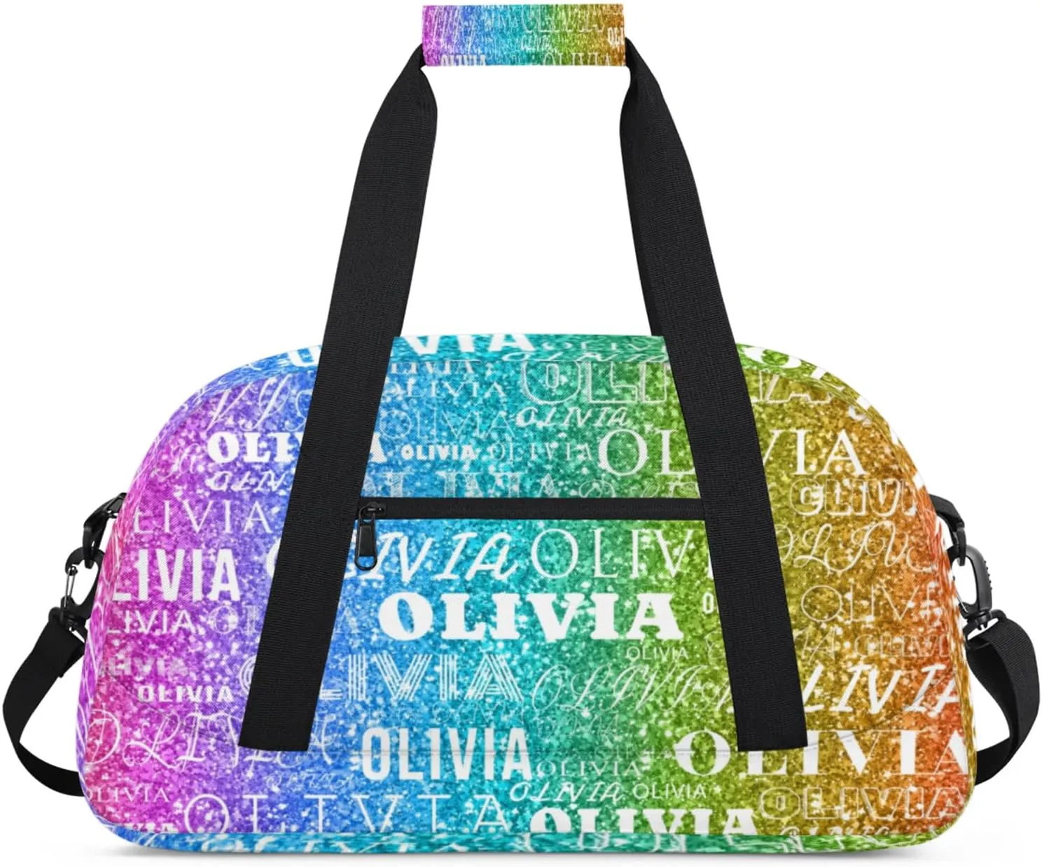 Personalized Kids Duffel Bag with Your Name Lightweight Waterproof Custom Sports Gym Bag with Front Zipper Pocket Foldable Weekender Overnight Bag for School Practice Gymnastic Ballet