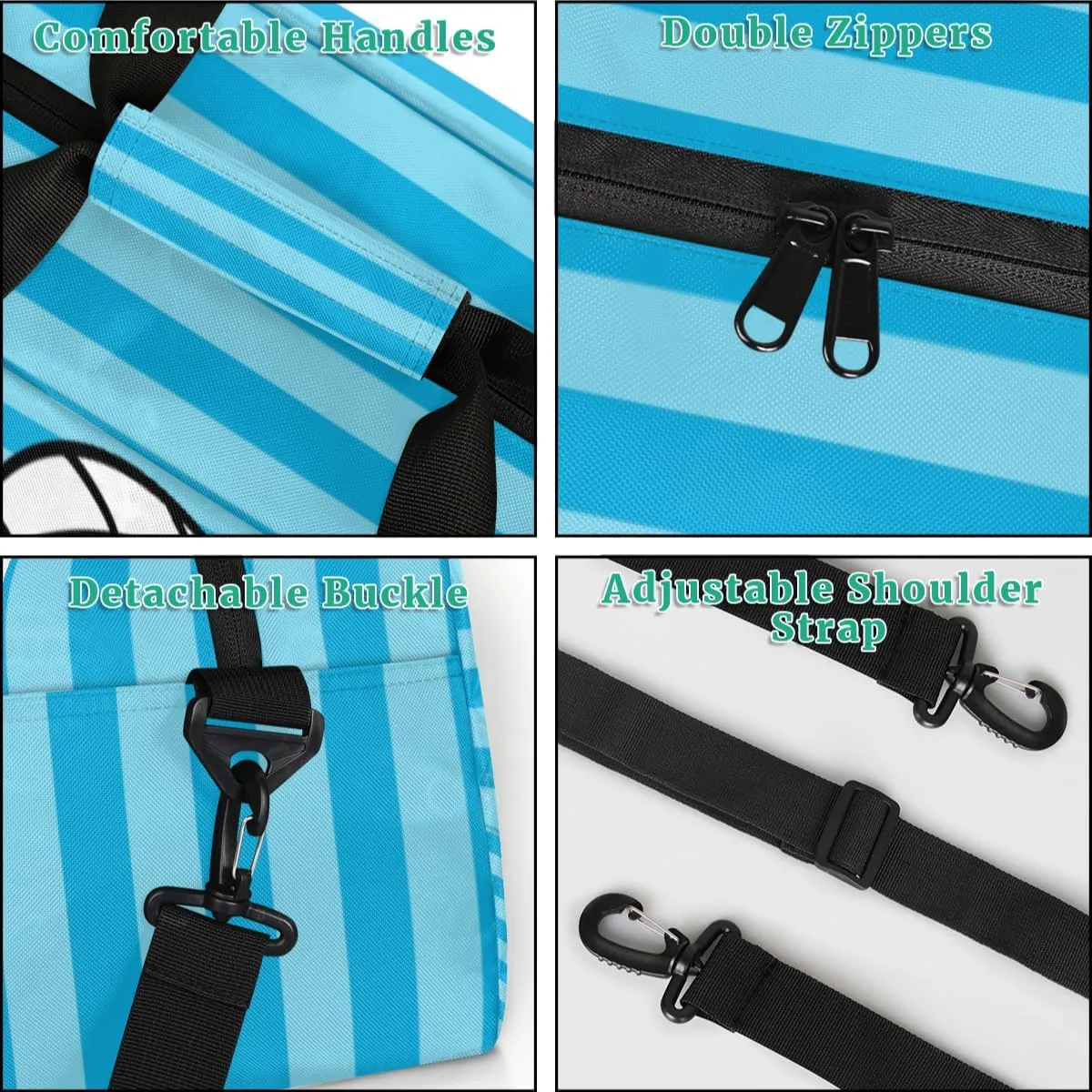 Personalized Kids Gym Bag Baseball Player Blue Stripe Custom Name Sport Duffel Bag for Teens Boys Large Practice Workout Bags Travel Duffel Bag