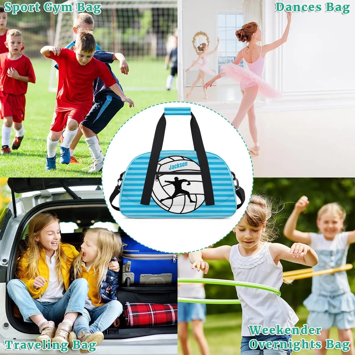 Personalized Kids Gym Bag Baseball Player Blue Stripe Custom Name Sport Duffel Bag for Teens Boys Large Practice Workout Bags Travel Duffel Bag