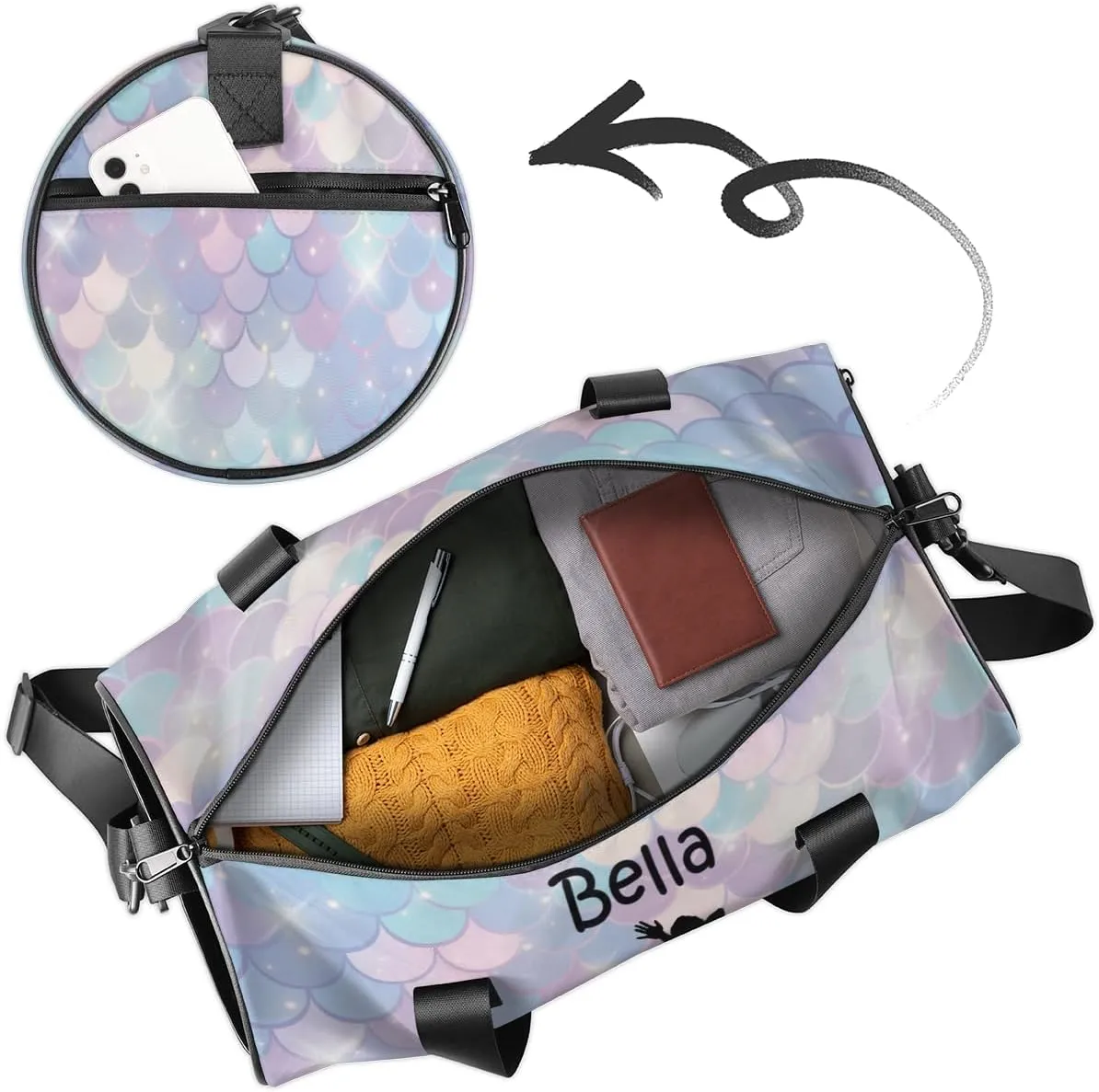 Personalized Kids Sport Duffel Bag with Custom Name Carry On Sleepover Weekender Travel Bag - Badminton