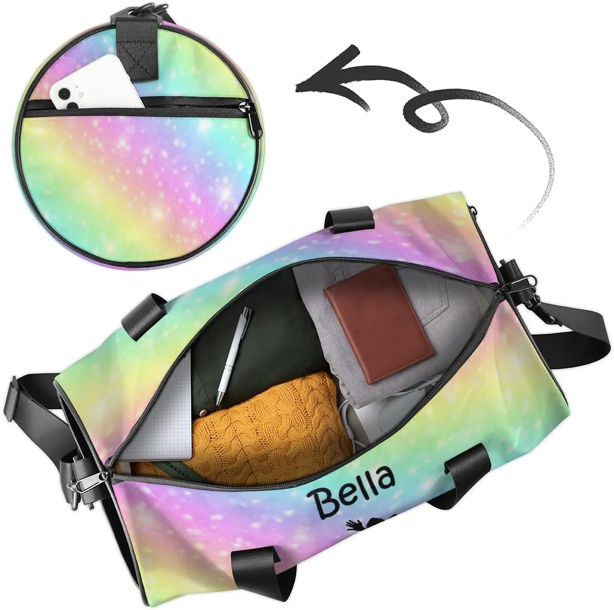 Personalized Kids Sport Duffel Bag with Custom Name Carry On Sleepover Weekender Travel Bag - Badminton