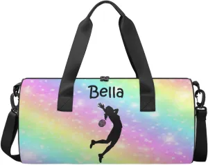 Personalized Kids Sport Duffel Bag with Custom Name Carry On Sleepover Weekender Travel Bag - Badminton