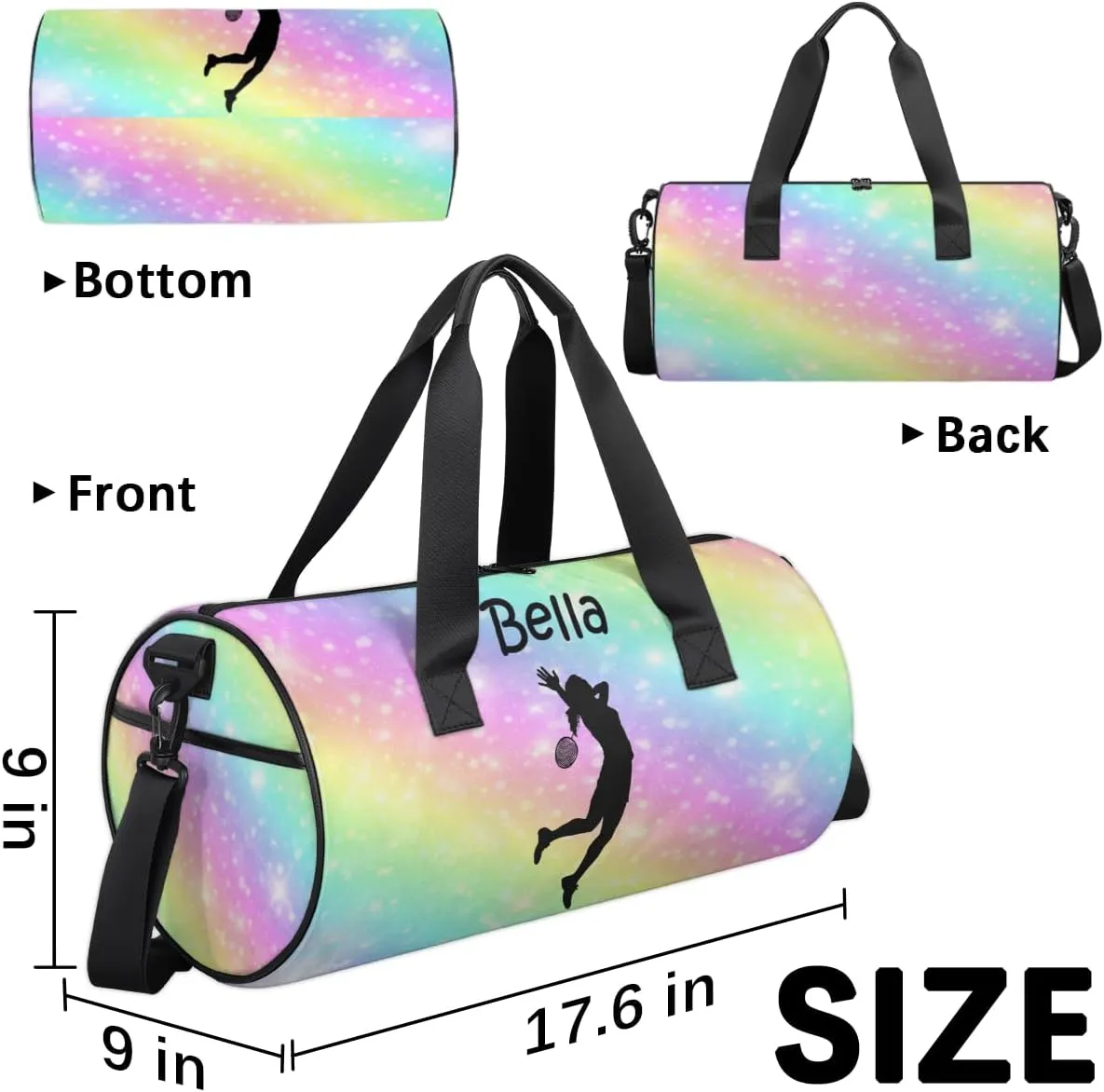 Personalized Kids Sport Duffel Bag with Custom Name Carry On Sleepover Weekender Travel Bag - Badminton