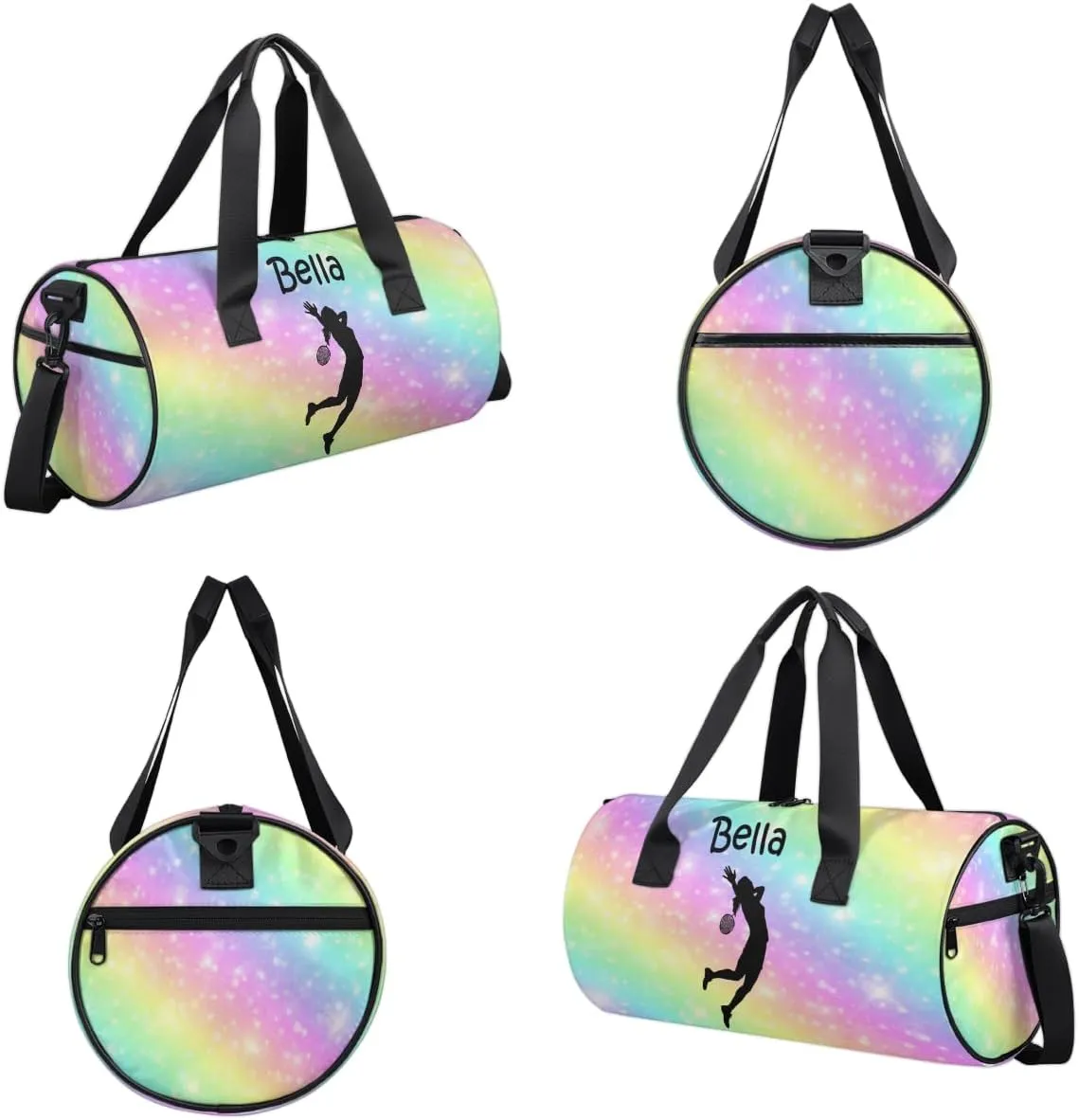 Personalized Kids Sport Duffel Bag with Custom Name Carry On Sleepover Weekender Travel Bag - Badminton