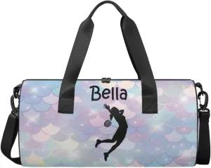 Personalized Kids Sport Duffel Bag with Custom Name Carry On Sleepover Weekender Travel Bag - Badminton