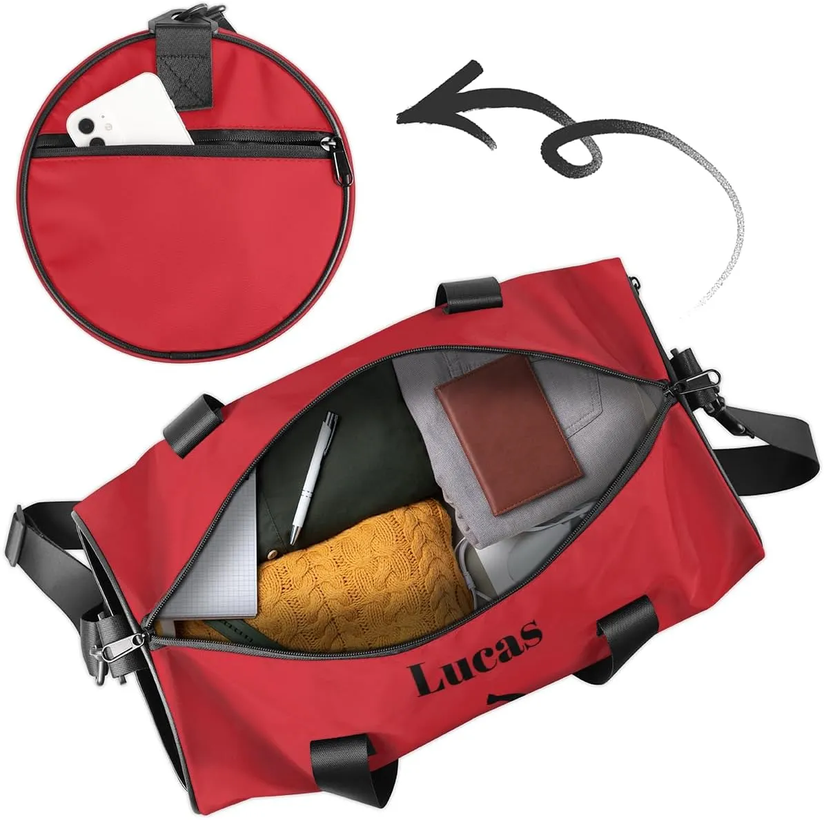 Personalized Kids Sport Duffel Bag with Custom Name Carry On Sleepover Weekender Travel Bag - Race
