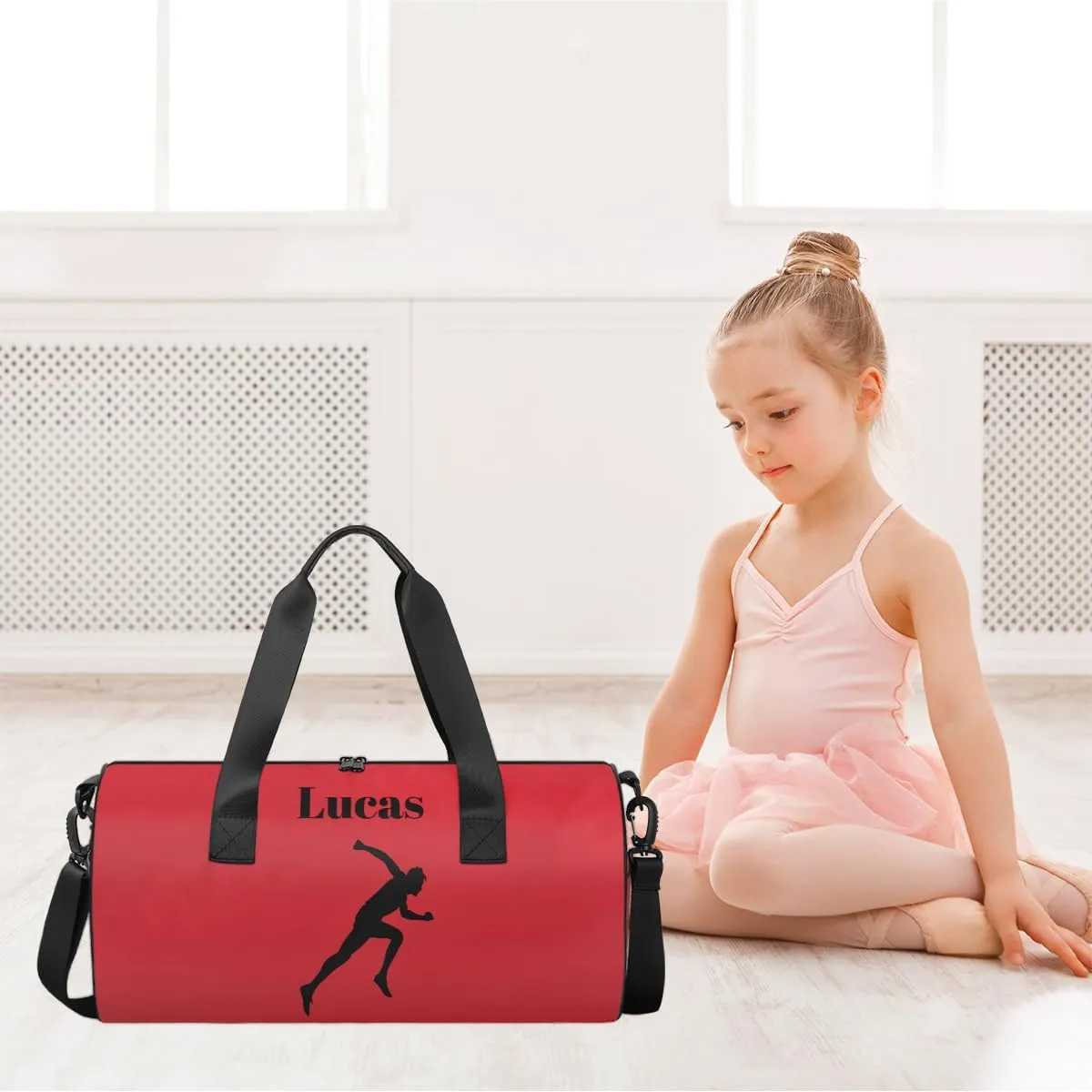 Personalized Kids Sport Duffel Bag with Custom Name Carry On Sleepover Weekender Travel Bag - Race
