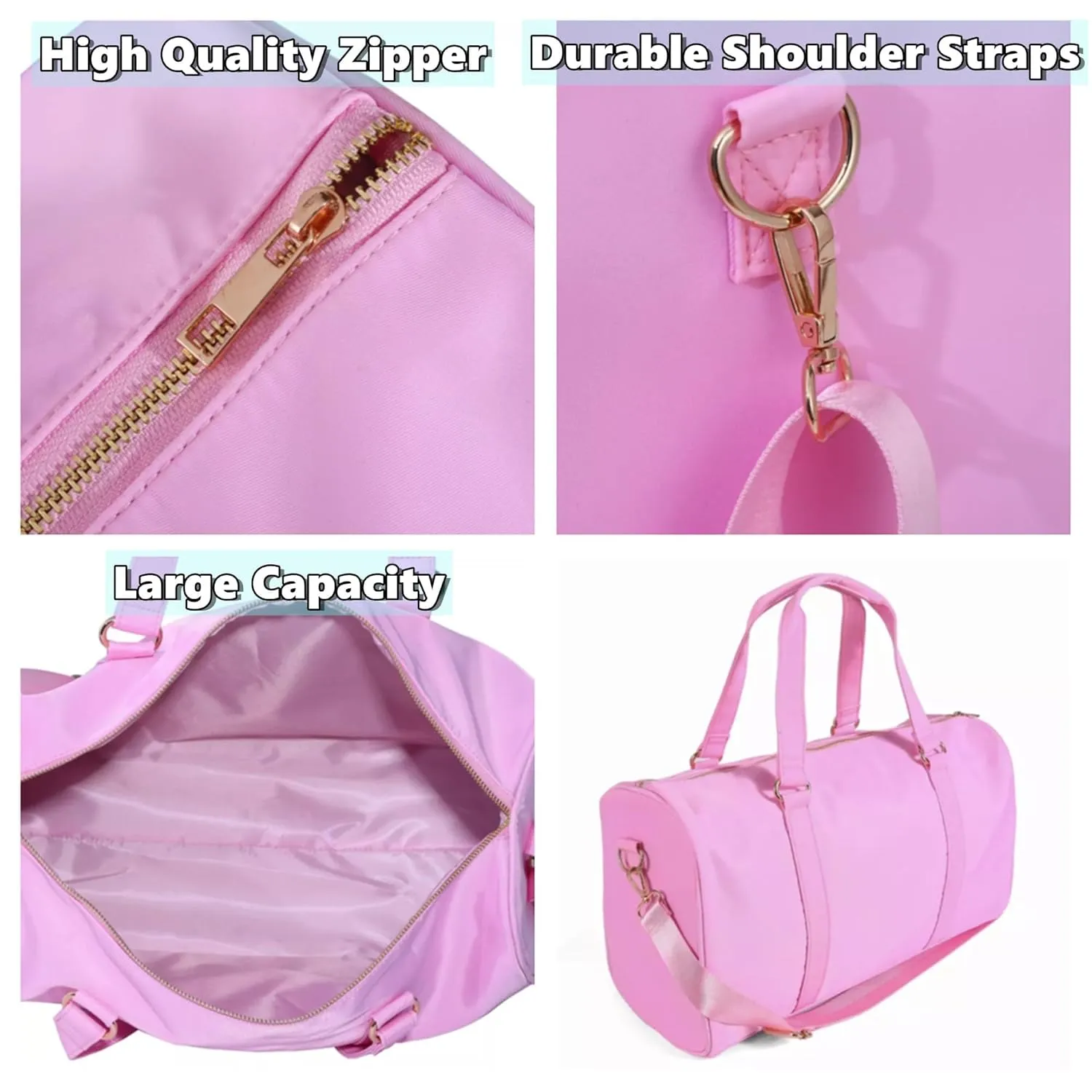 Personalized Name Dance Ballet Yoga Bag, Cute Travel Duffel Bag, Sport Duffle Gym Cheerleader Bag, Weekender Overnight Bag Gift, Custom Chenille Letter Name Girls Boys Kids Teenager (Style 3)