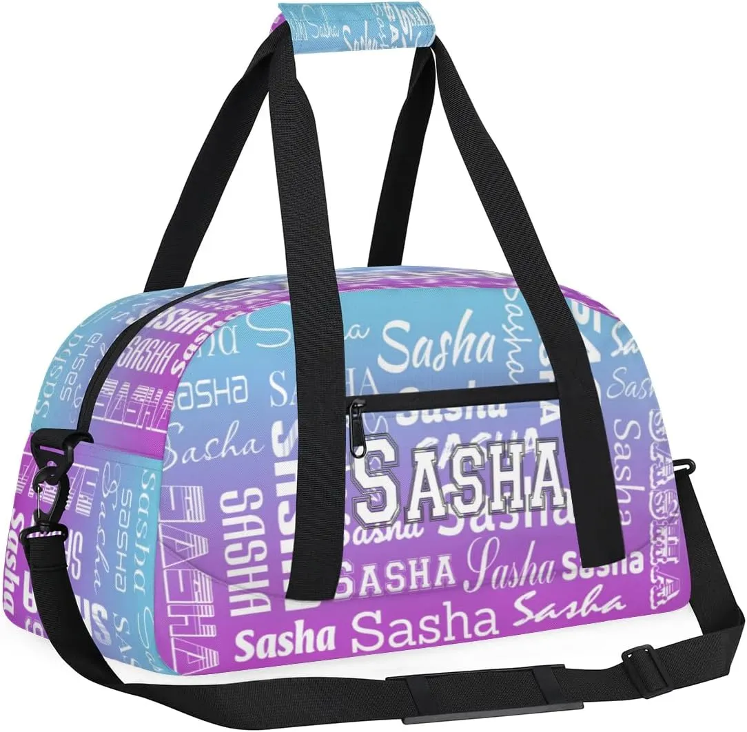 Personalized Name Dance Gymnastics Bags, Custom Duffel Bag Cheer Bags, Custom Sport Duffel Gym Bags Travel Weekender Bags Blue Purple Gradient