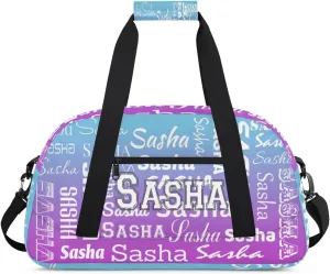Personalized Name Dance Gymnastics Bags, Custom Duffel Bag Cheer Bags, Custom Sport Duffel Gym Bags Travel Weekender Bags Blue Purple Gradient