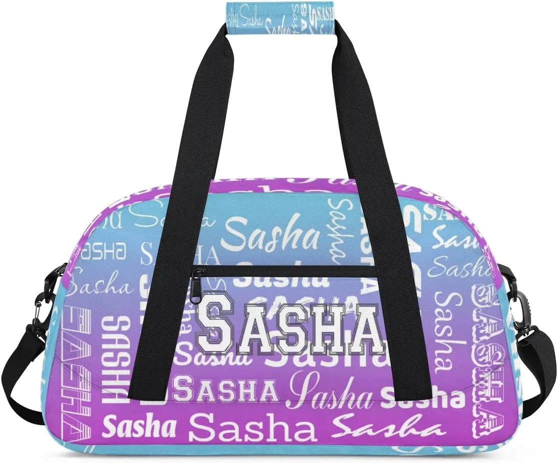 Personalized Name Dance Gymnastics Bags, Custom Duffel Bag Cheer Bags, Custom Sport Duffel Gym Bags Travel Weekender Bags Blue Purple Gradient