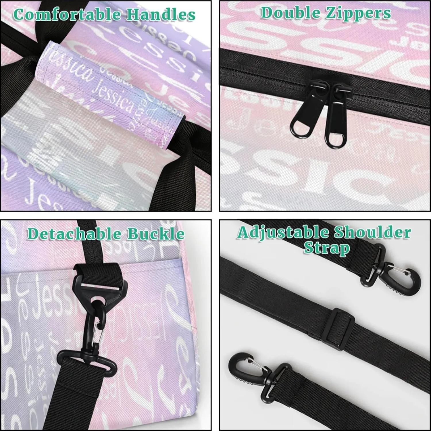 Personalized Name Dance Sports Duffel Bags, Gym Duffel Bag Sleepover Weekender Training Bags Travel Duffel Bag, Colourful Prints