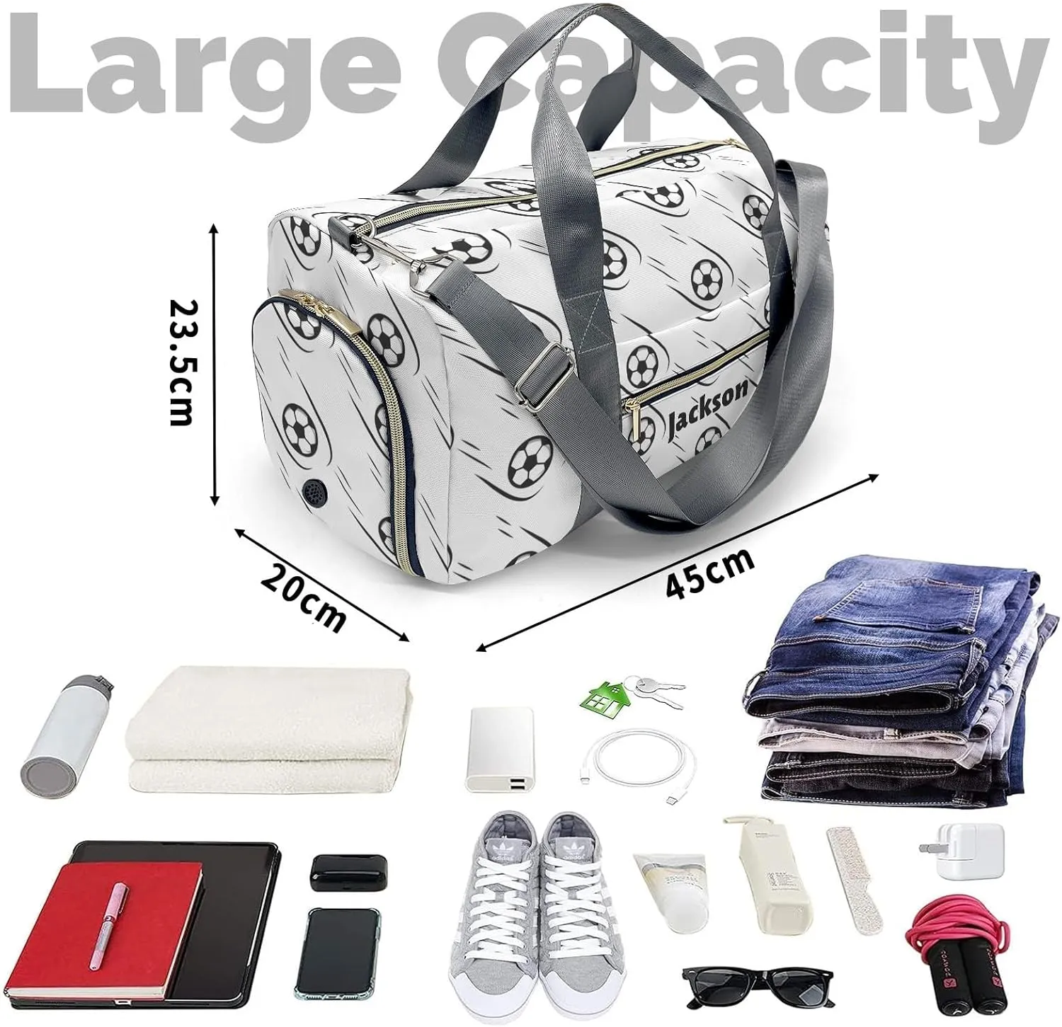 Personalized Name Duffel Bag Soccer Ball Sport Ultimate Travel Bags: Your Companion for Every Adventure