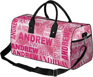 Personalized Name Duffel Bag Sports Gym Bag Dance Duffel Bags with Name Travel Overnight Carry-On Duffel Bag for Women Men, Hot Pink