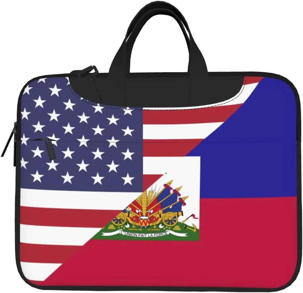 Peynir American And Haiti Flag Laptop Bag Shoulder Messenger Bag Computer Briefcase Bag For Business Office Work