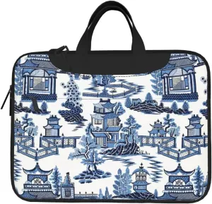 Peynir Asia Oriental Blue Laptop Bag Shoulder Messenger Bag Computer Briefcase Bag For Business Office Work