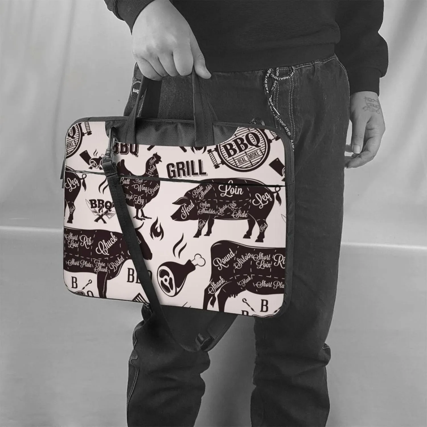 Peynir Beef Meat Cuts Barbecue Brisket Laptop Bag Shoulder Messenger Bag Computer Briefcase Bag For Business Office Work