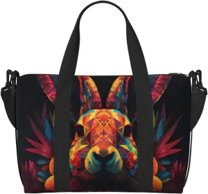 Phayah Brightly Colored Rabbit Crossbody Travel Bag Overnighter Duffel Bags Carry On Size Ideal For School Or Overnight Travel Bag