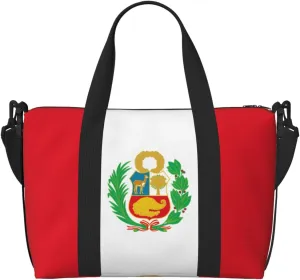 Phayah Flag Of Peru Crossbody Travel Bag Overnighter Duffel Bags Carry On Size Ideal For School Or Overnight Travel Bag