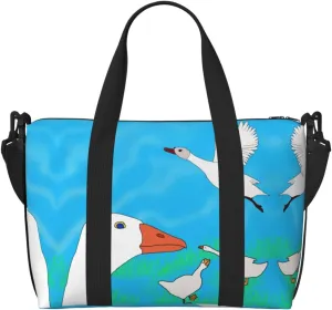 Phayah Happy White Goose Travel Duffel Bag,Sports Tote Gym Bag,Shoulder Weekender Overnight Bag For Women