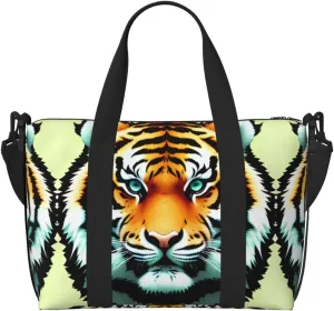 Phayah Little Fat Tiger Head Crossbody Travel Bag Overnighter Duffel Bags Carry On Size Ideal For School Or Overnight Travel Bag