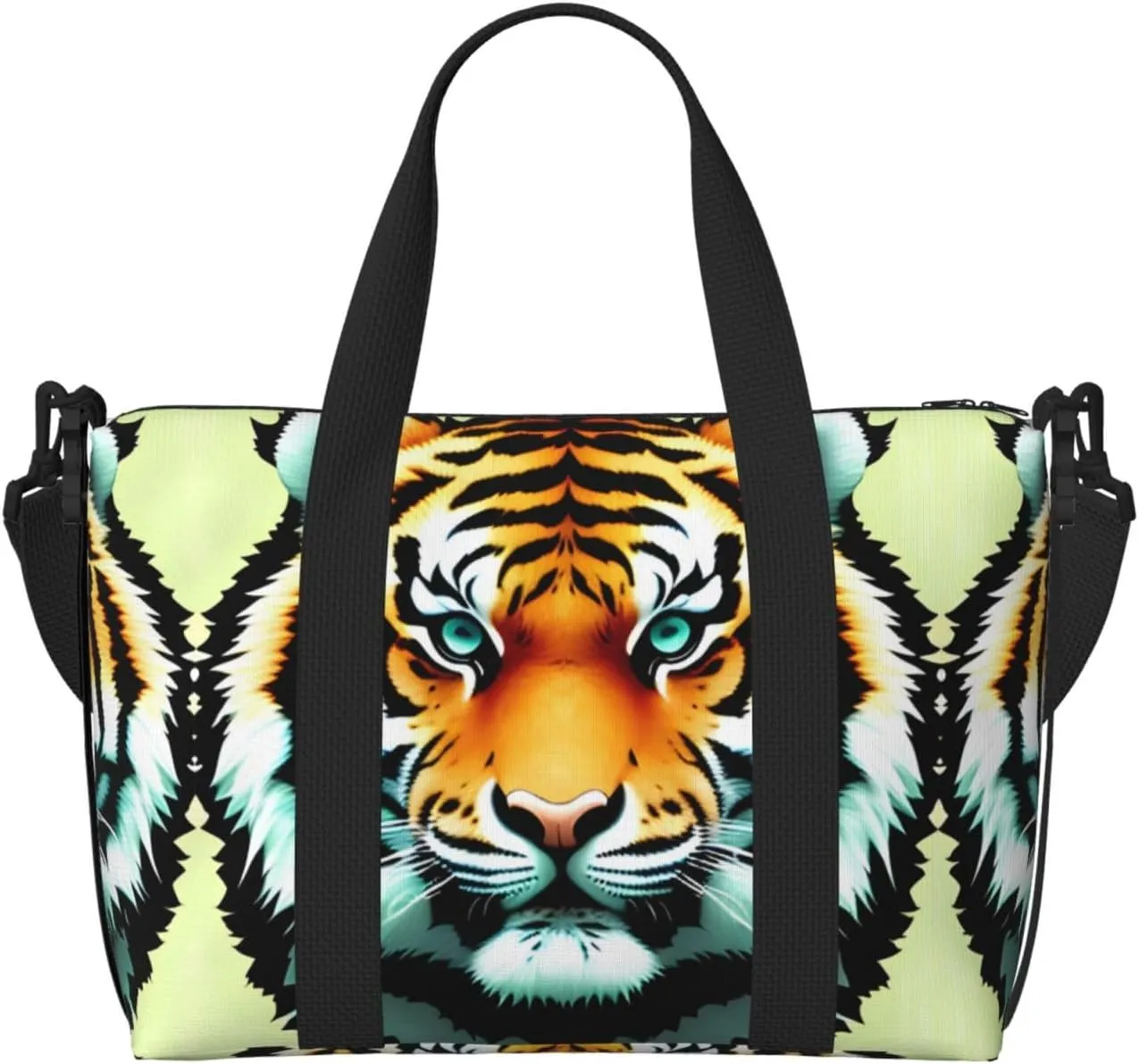 Phayah Little Fat Tiger Head Crossbody Travel Bag Overnighter Duffel Bags Carry On Size Ideal For School Or Overnight Travel Bag