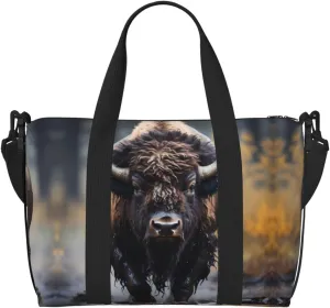 Phayah North American Bison Crossbody Travel Bag Overnighter Duffel Bags Carry On Size Ideal For School Or Overnight Travel Bag