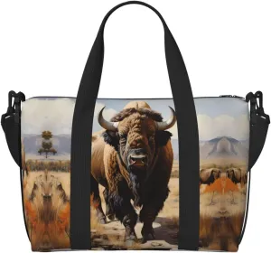 Phayah North American Bison Herd Travel Duffel Bag,Sports Tote Gym Bag,Shoulder Weekender Overnight Bag For Women