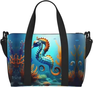 Phayah Seabed Coral Seahorse Crossbody Travel Bag Overnighter Duffel Bags Carry On Size Ideal For School Or Overnight Travel Bag