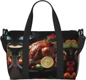 Phayah Tantalizing Roast Turkey Travel Duffel Bag,Sports Tote Gym Bag,Shoulder Weekender Overnight Bag For Women